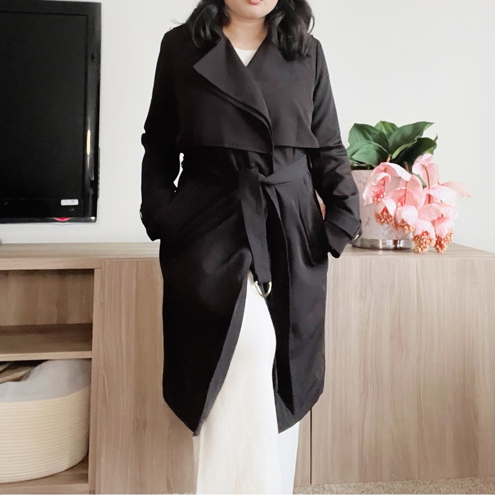 Michael Kors black drape front trench